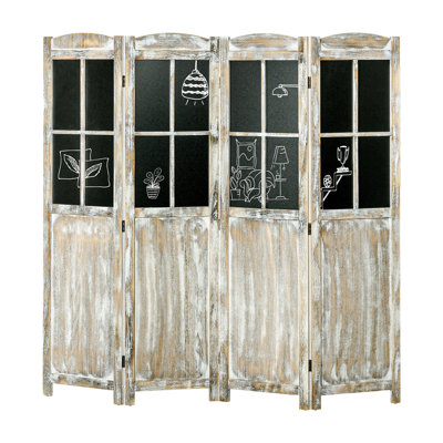 Vannessa 70.75'' W x 69.75'' H 4 - Panel Solid Wood Folding Room Divider