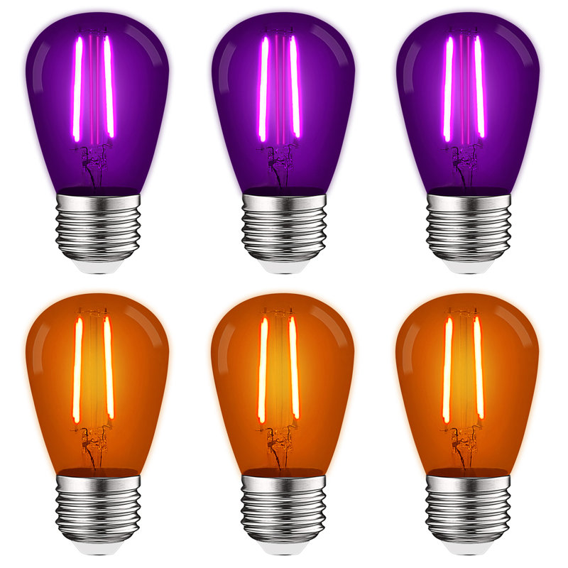 0.5 Watt S14 LED Colored String Light Bulb, Purple and Orange, E26/Medium (Standard) Base