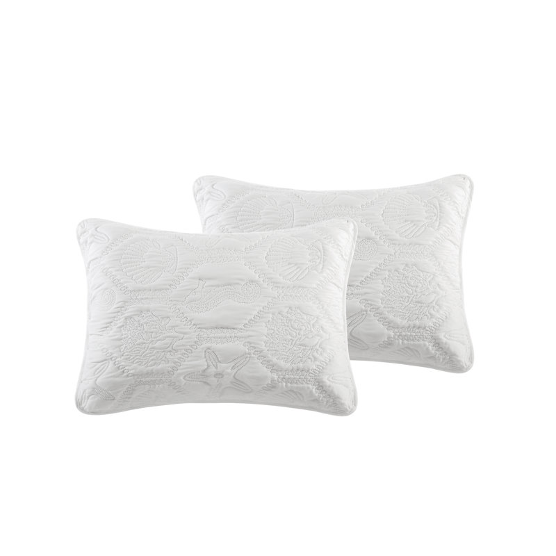 White Queen Reversible Microfiber Coastal Quilt Set