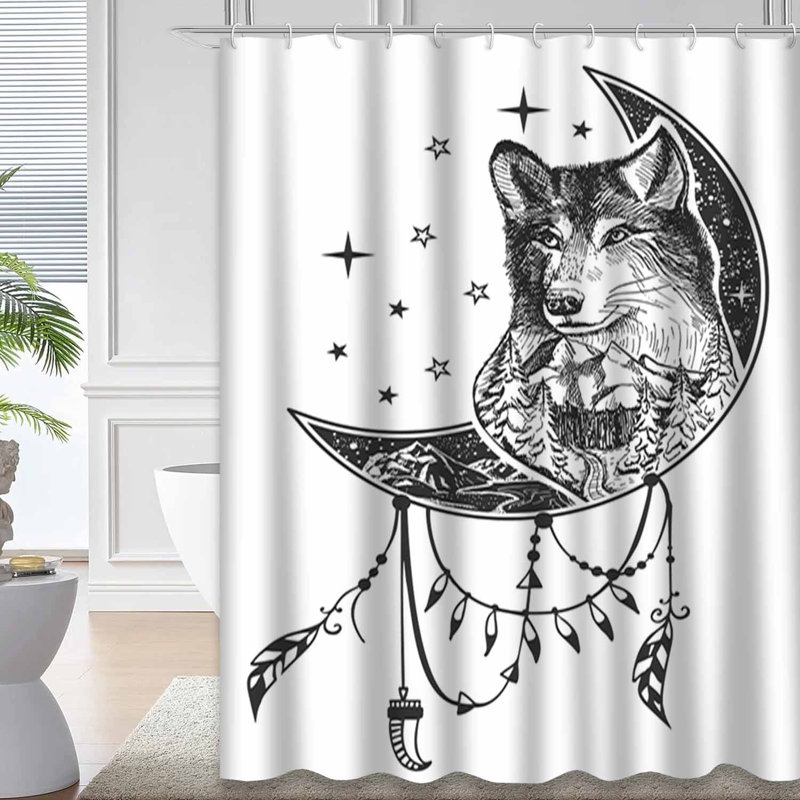 Rideau de douche Boho Wolf, L 72 po x l 78 po