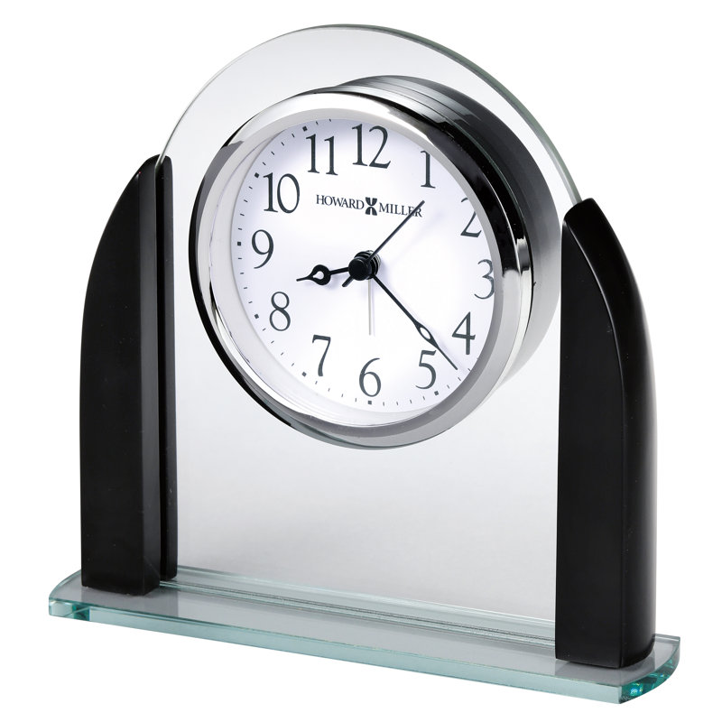 Aden Modern & Contemporary Analog Acrylic Quartz Movement / Crystal Tabletop Clock with Alarm in Silver