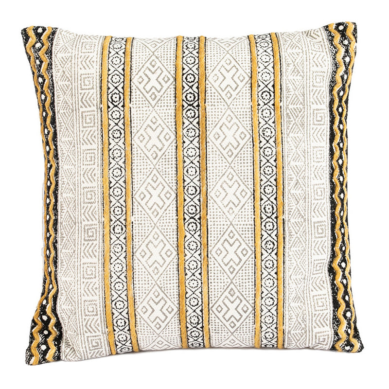  Coussin en coton ROShni carré jaune