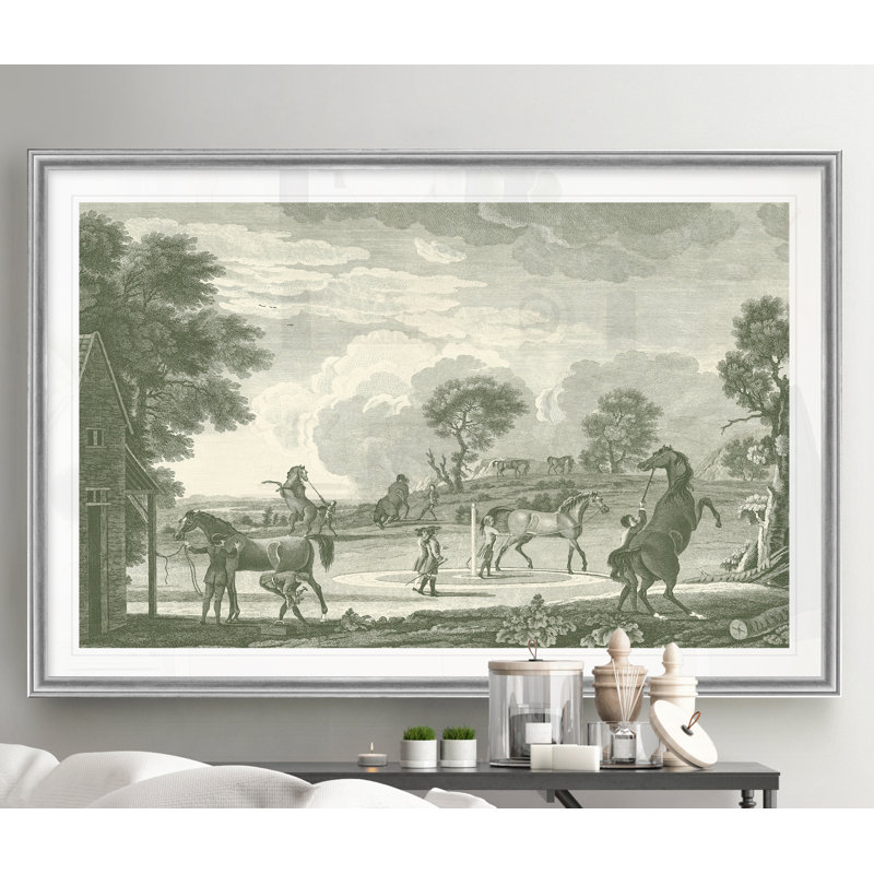 « équestres scenes ii », reproduction sur toile, H 18,5 po x l 24,5 po x P 1,5 po, Argent