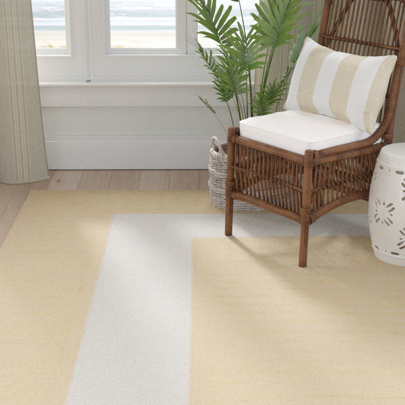 Yellow Braided Reversible Synthetic Indoor/Outdoor Area Rug