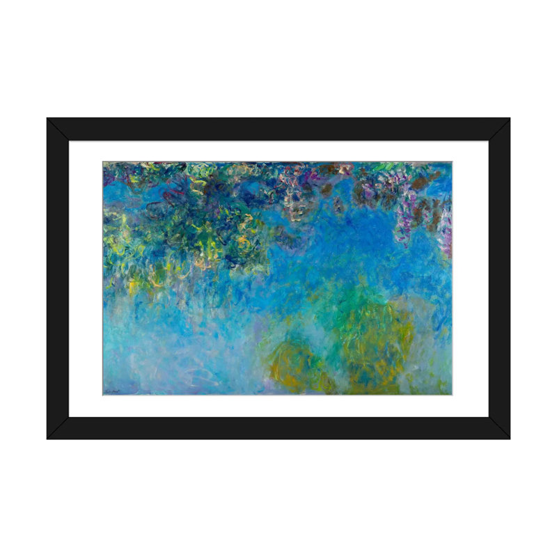 «Wisteria», reproduction sur toile, H 16 po x l 24 po x P 1 po, Papier avec cadre noir, Blanc