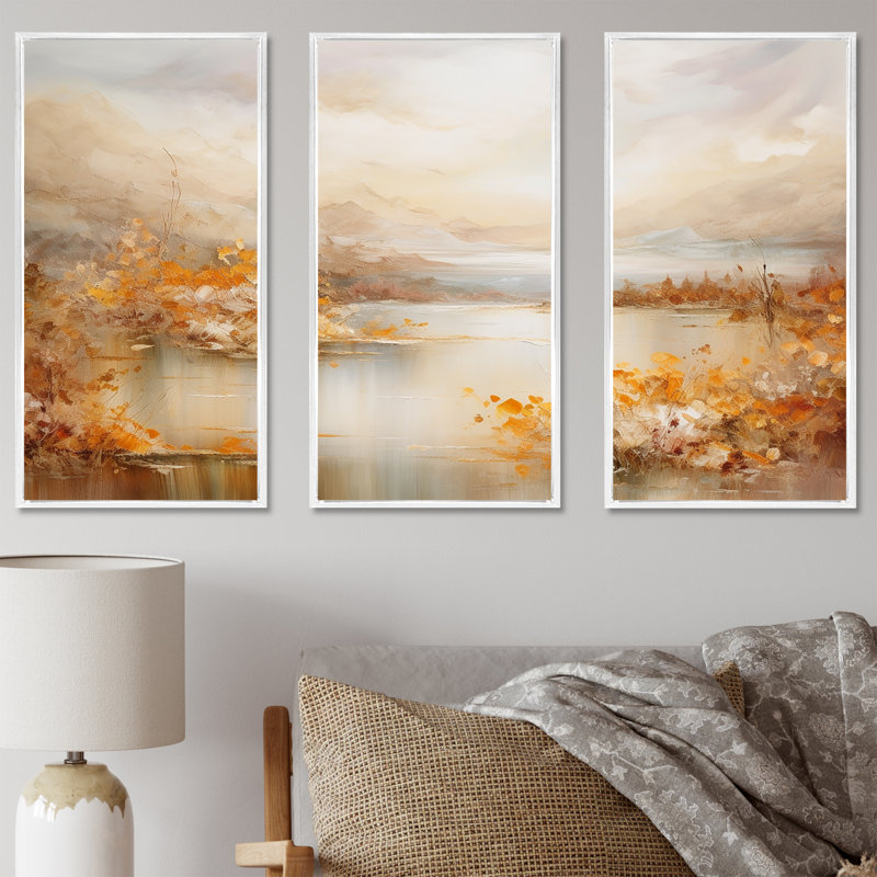 «Lakes Rivers Dreamscape Charm Art liquide - ensemble d'art mural rivière, Cadre flottant blanc, H 40 po x l 60 po x P 1 po