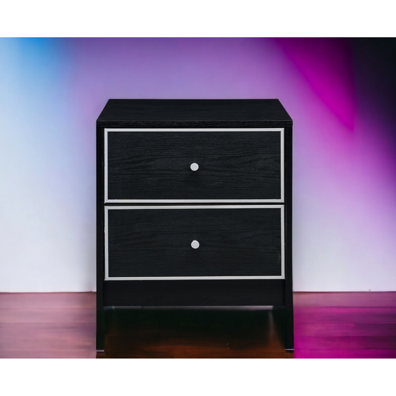 Stylish Black & Silver Accent Table With Practical Storage Arrangements Ample Drawer Space And Functionality