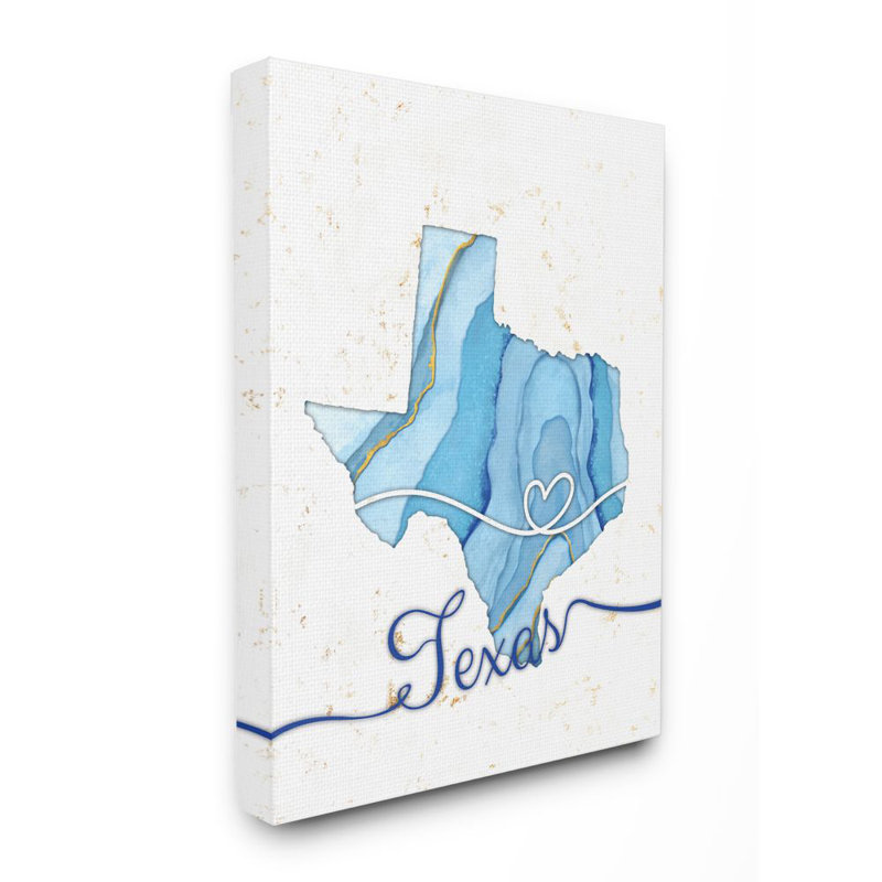 «Texas Agate Blue US State Design», impression sur toile, Toile tendue, H 20 po x l 16 po