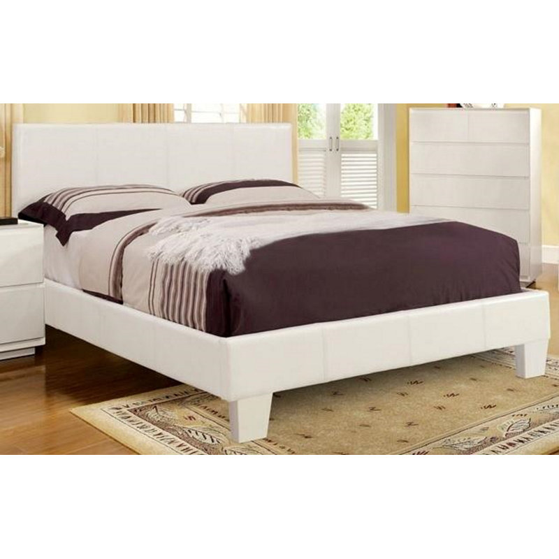 Upholstered Bed, White, King