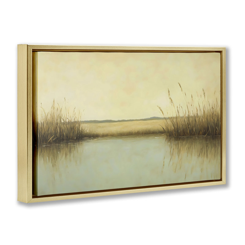 Cadre flottant de roseaux le long de la rivière, design par Franklyn Gregory, H 17 po x l 25 po