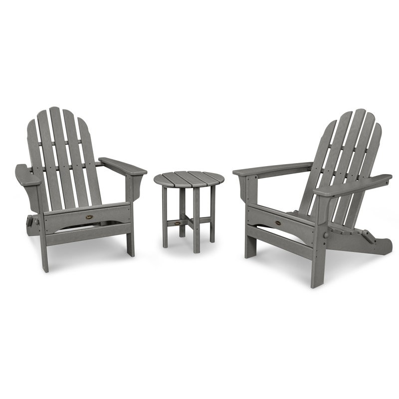 TREX Outdoors Cape Cod Folding Adirondack Set with Side Table, Stepping Stone