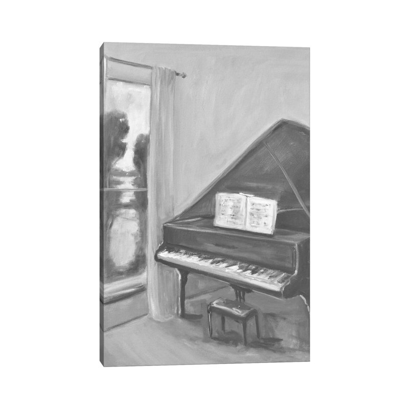 Piano In Black And White II by Allayn Stevens - Wrapped Canvas Painting, 20.32 cm H x 30.48 cm W