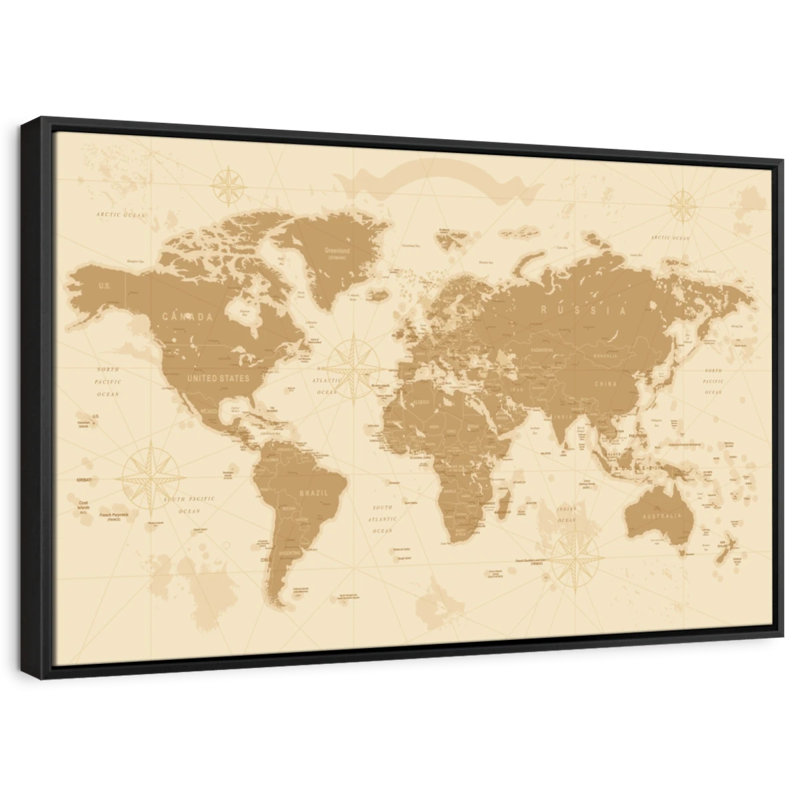 Aliaz Amber World Map, 9" H x 13" W