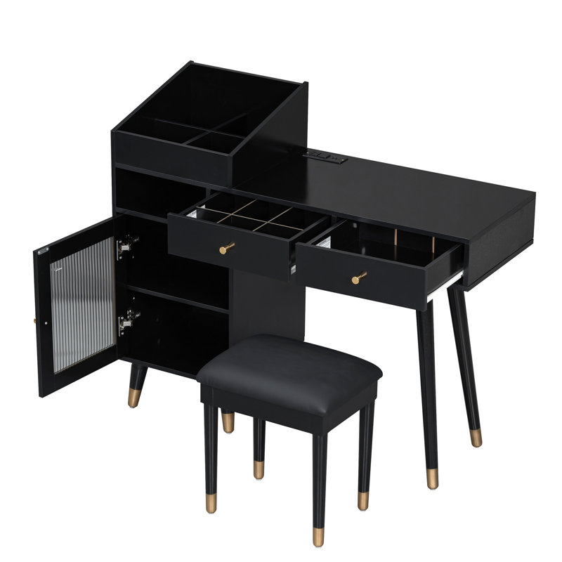 Bureau de coiffeuse avec tiroirs Modern, Noir