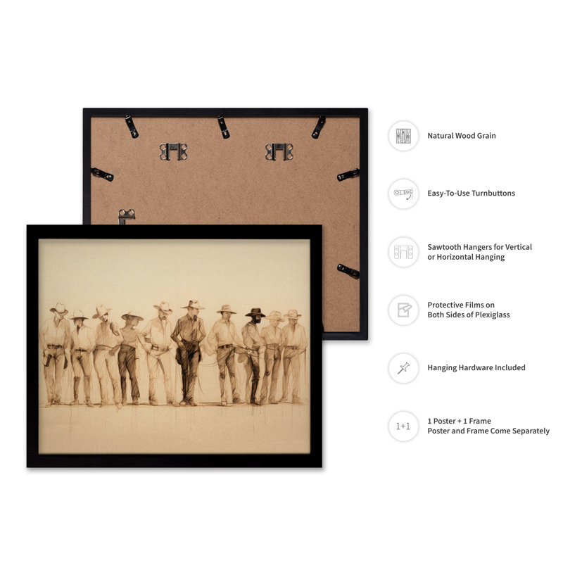 Cowboys de l'Ouest, Black Framed, Poster, 24"H x 32"W