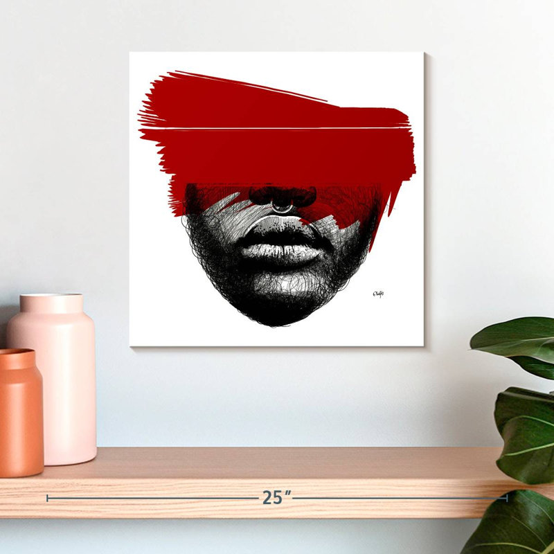 Leisha noir blanc rouge, H 16 po x l 16 po