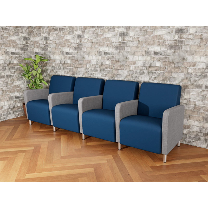 Sièges tandem 4 places Ravenna, Acier brossé, Chambray gris / Patriot Plus Blue Ridge