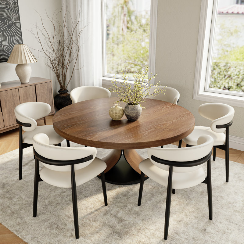 Ensemble de salle à manger en bois massif 5/7/9 pièces, 7 pièces : table, 6 chaises, H 29,52 po x l 59,05 po x P 59,05 po