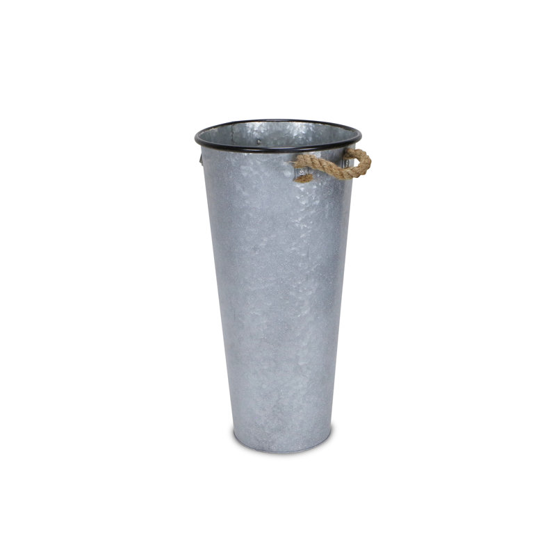 Seau en métal français, H 22 po x l 11,25 po x P 11,25 po
