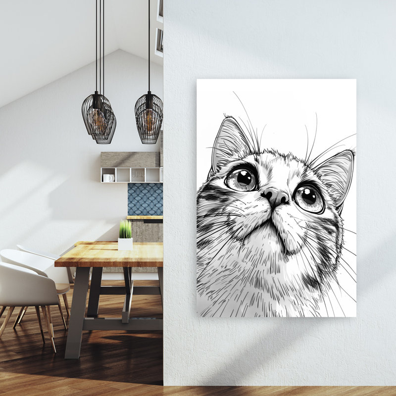 «Curious Cat Looking Contemporary», art mural, H 60 po x l 40 po