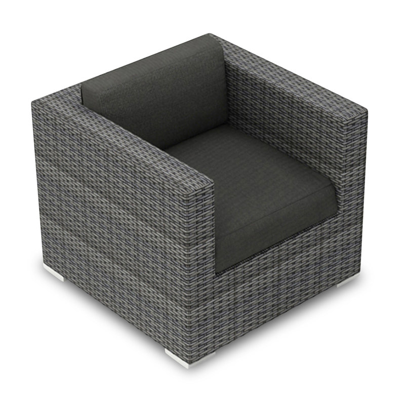 Chaise de patio avec coussin Suffern, Toile gris anthracite Sunbrella®