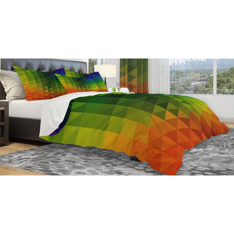 Ensemble de housse de couette à géométrie triangulaire designart, Housse de couette très grand + 2 taies décoratives