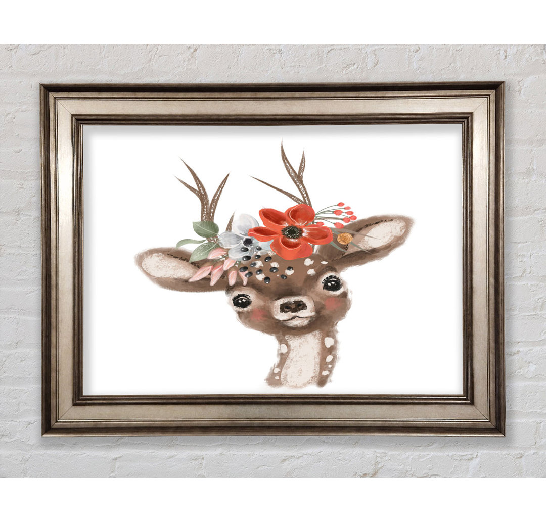 The Little Floral Deer - Einzelner Bilderrahmen Kunstdrucke