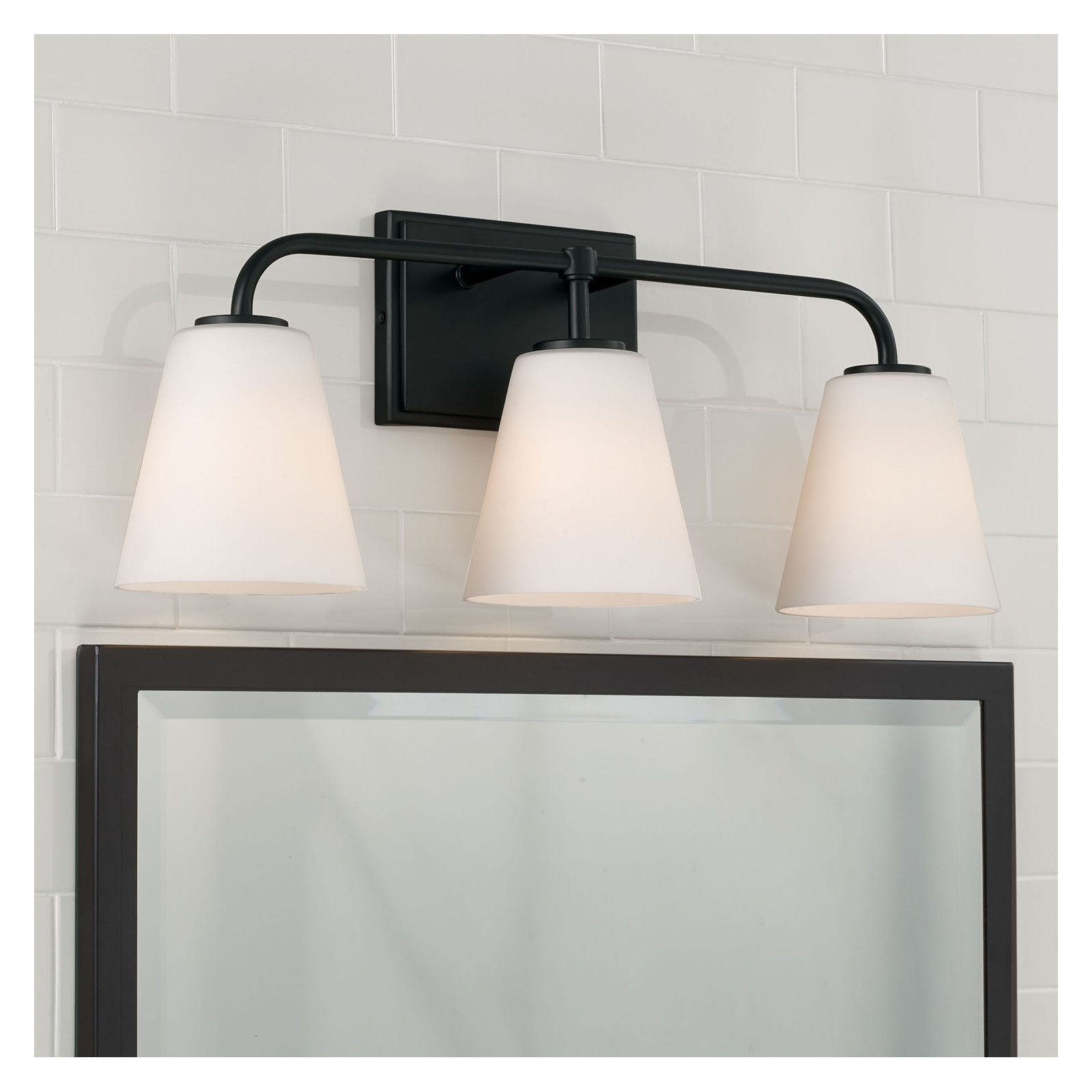 Misty 3 Light Frosted Dimmable Vanity Light, Matte Black
