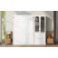 Grand lit escamotable avec armoire réversible de gauche à droite, portes en acrylique, 4 tiroirs et armoires à tablettes de rangement multiples, blanc