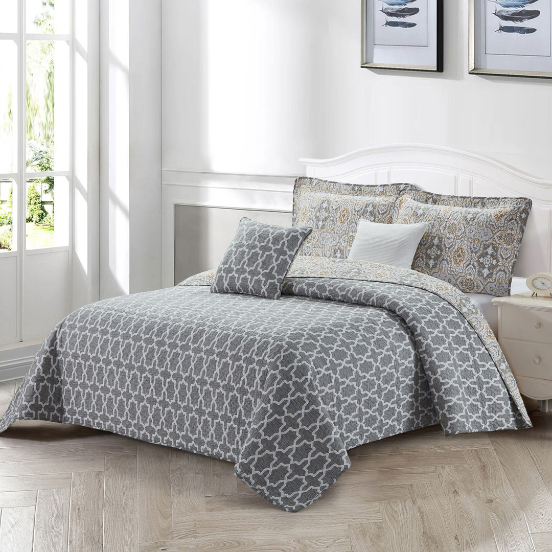 5 Piece Lanza Printed Microfiber Quilt Set Home Soft Things 