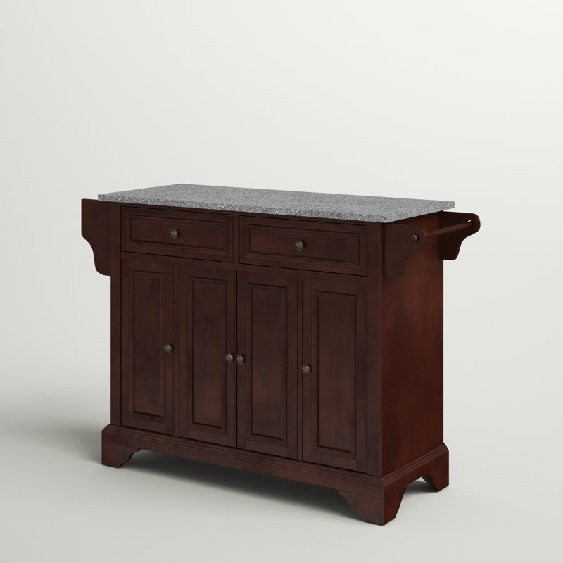 Bert Granite Top Kitchen Island, Vintage Mahogany