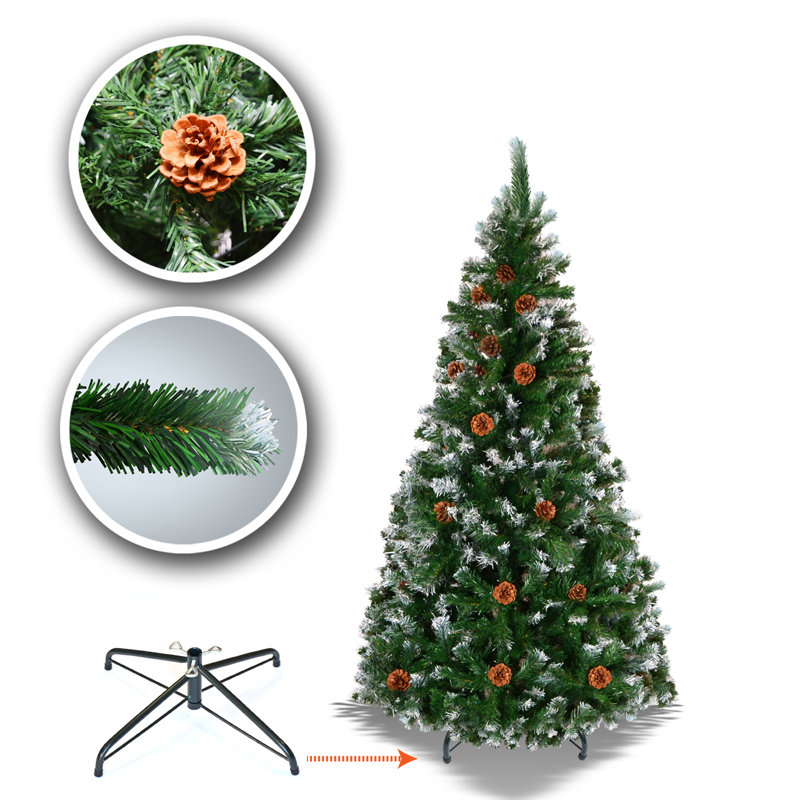Arbre de noël artificiel pin vert/blanc bonhomme, H 5 pi