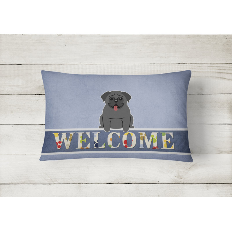  Coussin Pug Welcome, Noir
