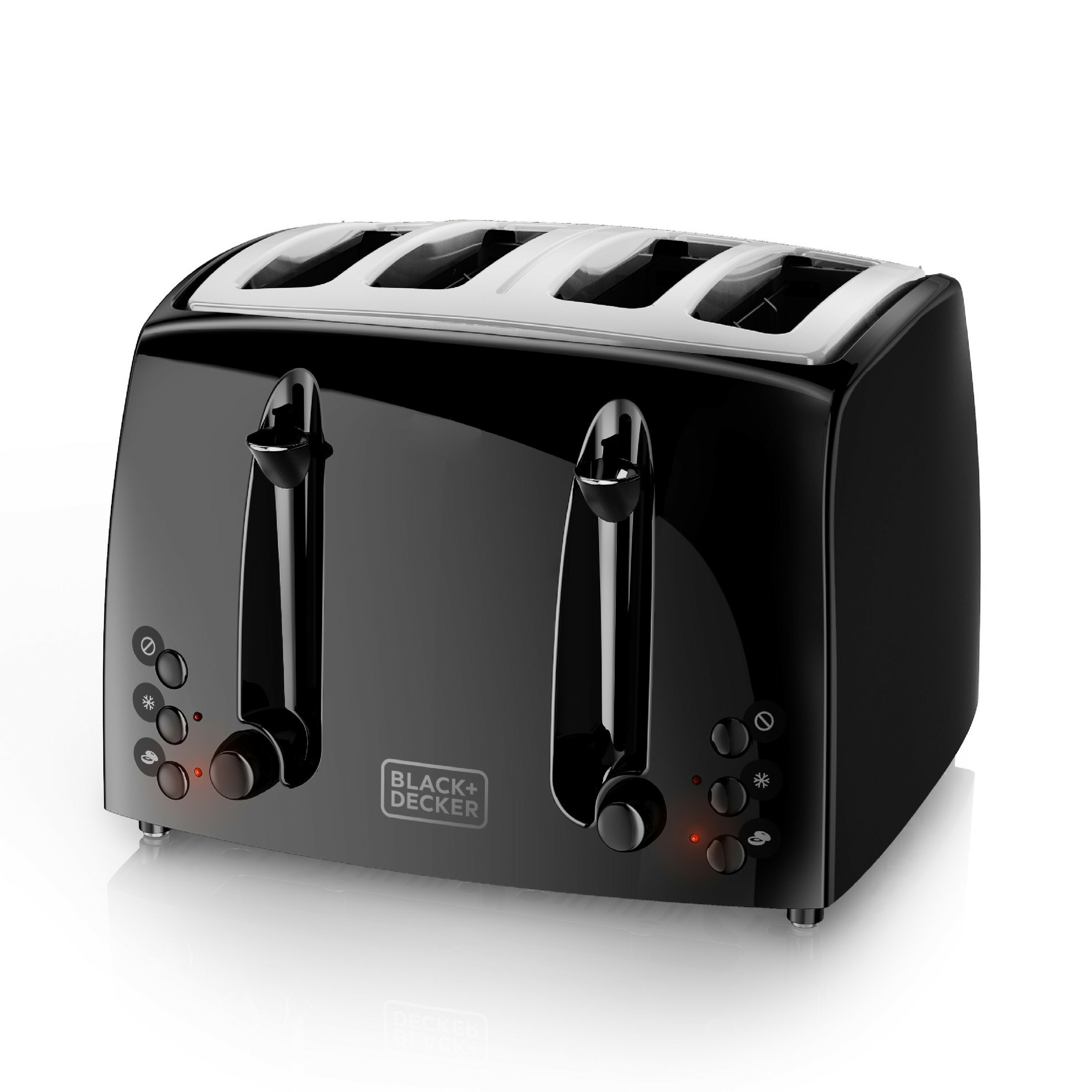 Proctor Silex 4-Slice Black Wide Slot Toaster with Crumb Tray and