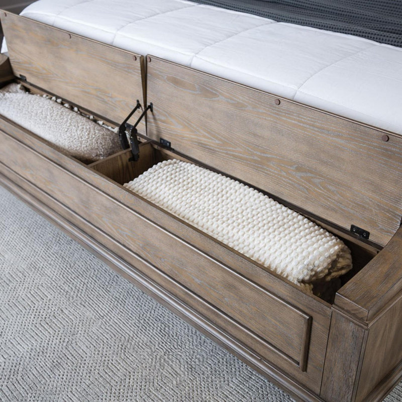 Lit Mid-Century moderne avec banc, Grand lit