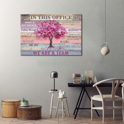 Office Wall Decor Inspirational Wall Art For Pink Tree Signs Picture Prints Framed