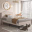 Lit plateforme simple avec tête de lit ajustable en tissu Aldora-314137609