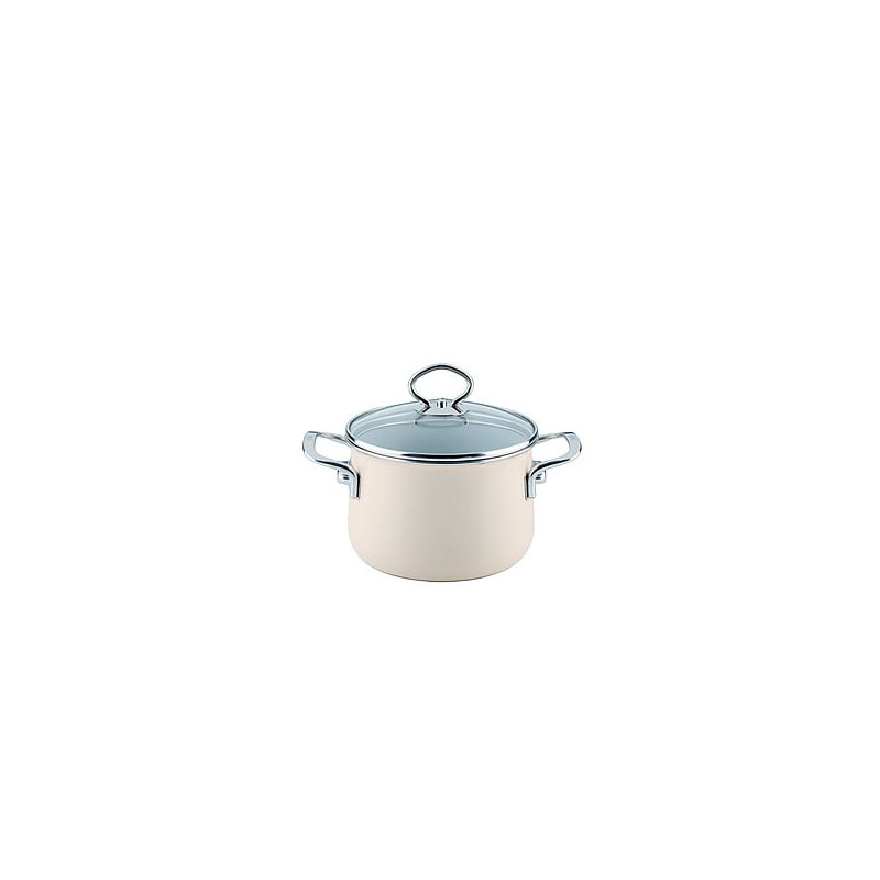 Riess Kelomat Avorio Non-Stick Stainless Steel Standard Pot, 16.5 cm H x 22 cm W x 28 cm D
