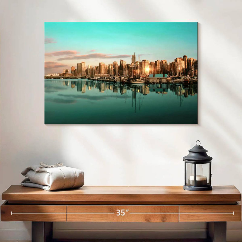 Nicci Vancouver Skyline au coucher du soleil, H 16 po x l 24 po
