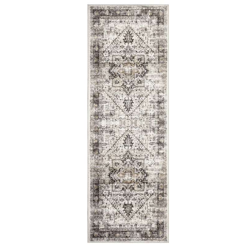 Oriental Machine Washable Rugs Vintage Floral Area Rug for Living Room Bedrooms Non Slip Rugs for Playroom Office Kitchen