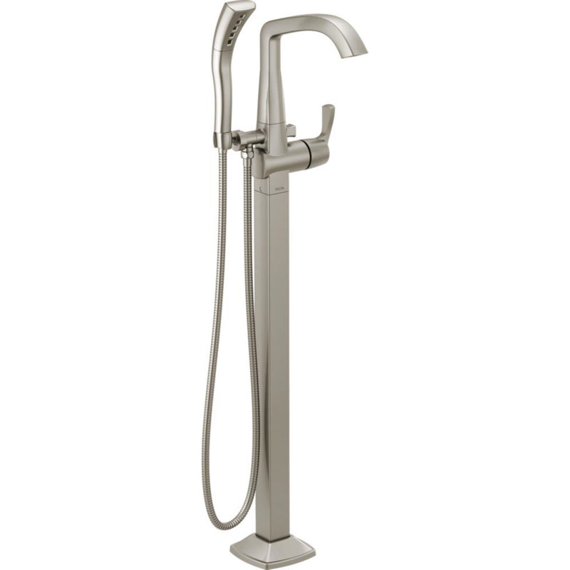 Stryke Single Handle Floor Mounted Freestanding Tub Filler Trim, Stainless