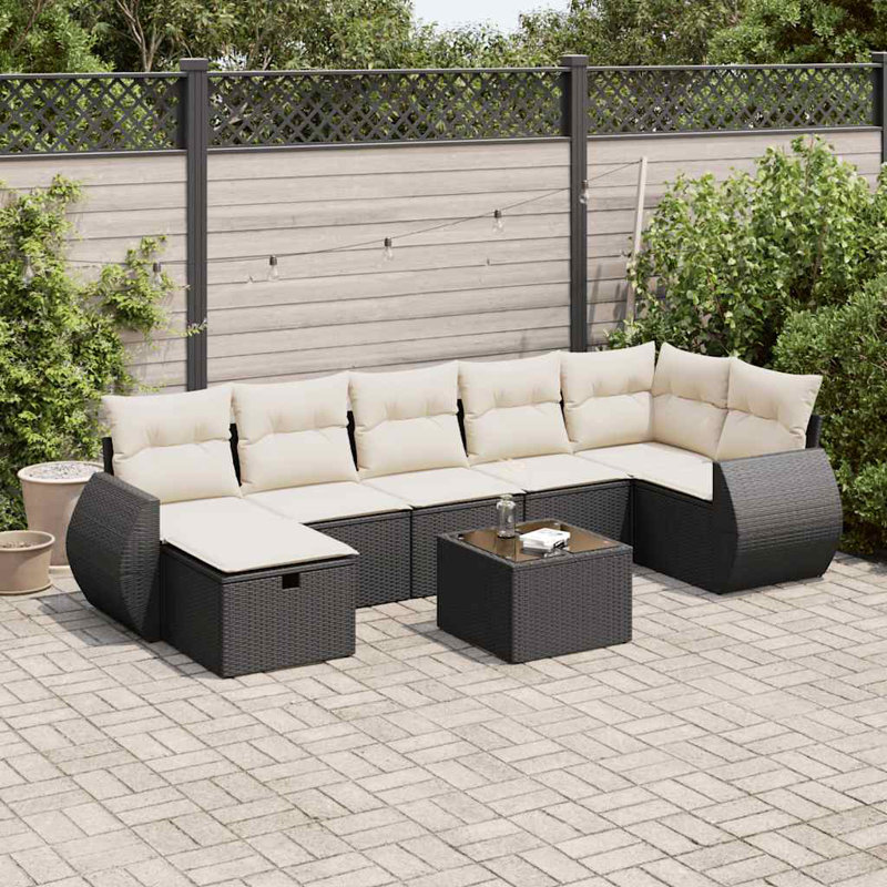 Vidaxl Garden Sofa Set Black, Cream White