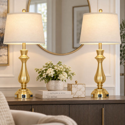 30” Tall Table Lamps with USB & Type-C Ports, Touch Control, LED Bulbs Included