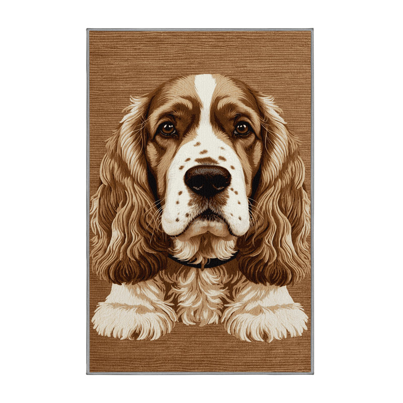  Tapis lavable avec épagneul Springer English, Rectangle 6 pi x 9 pi