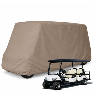 6 Passenger Golf Cart Storage Cover, Fits EZGO Club Car Yamaha in Taupe