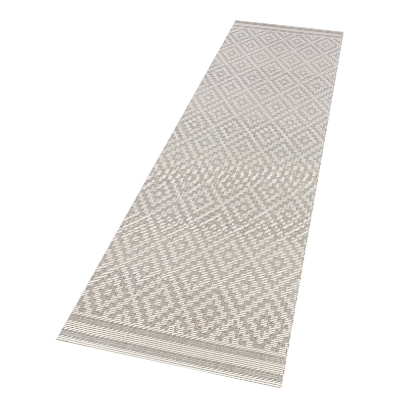 Flatweave Rug in Grey/Cream, Runner 80 x 200cm