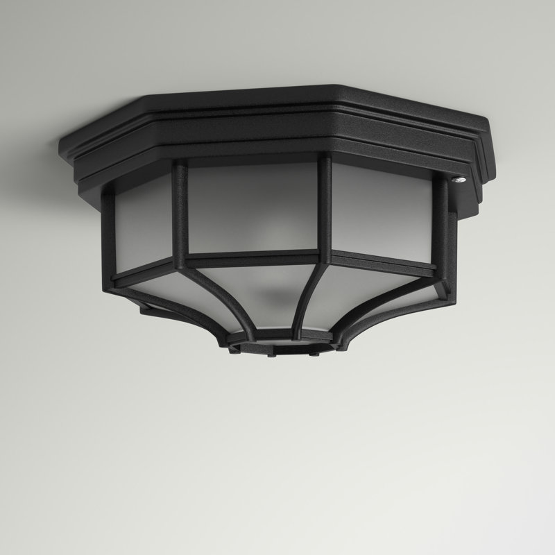 Plafonnier encastré d'extérieur à 1 ampoule Basham, Noir, H 4 po x l 9 po x P 11 po