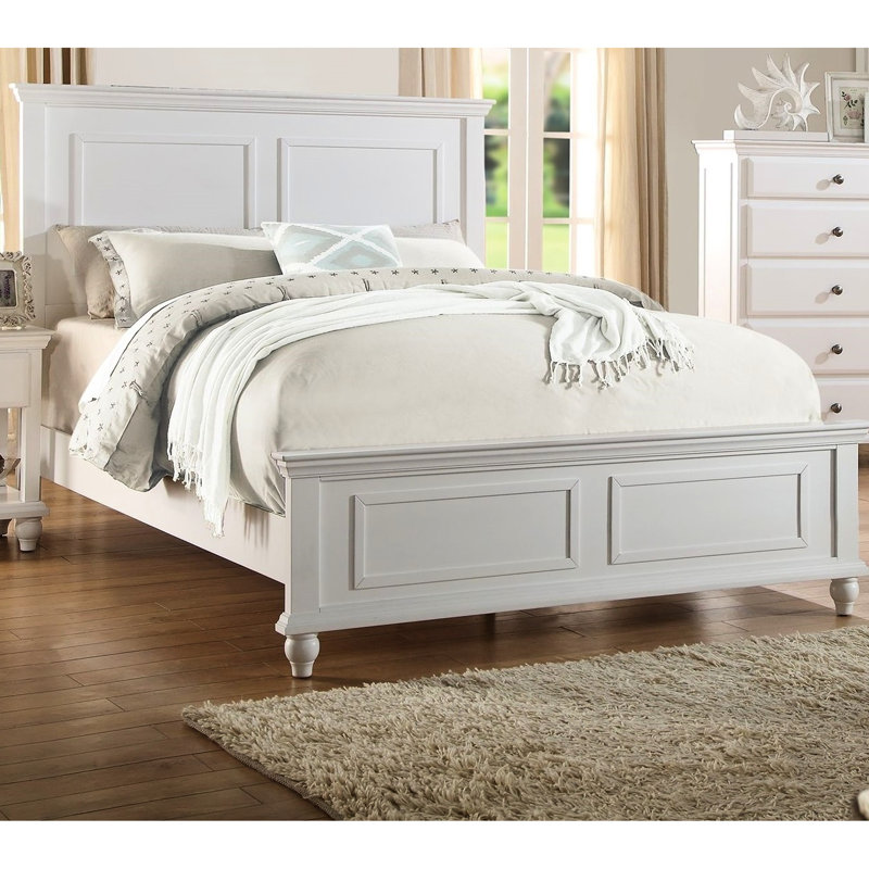 Meuble de chambre blanc très grand, allure contemporaine avec tête de lit percutante, lit très grand en contreplaqué, cadre fascinant