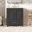 Meuble-lavabo de luxe 30 po avec lavabo en céramique, meuble-lavabo avec 2 grandes portes à fermeture douce, meuble de rangement en bois massif-1598408813