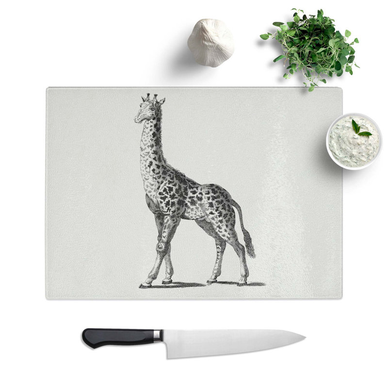 Glass Giraffe in Black & White by George Shaw Chopping Board, 39 cm W x 28.5 cm L